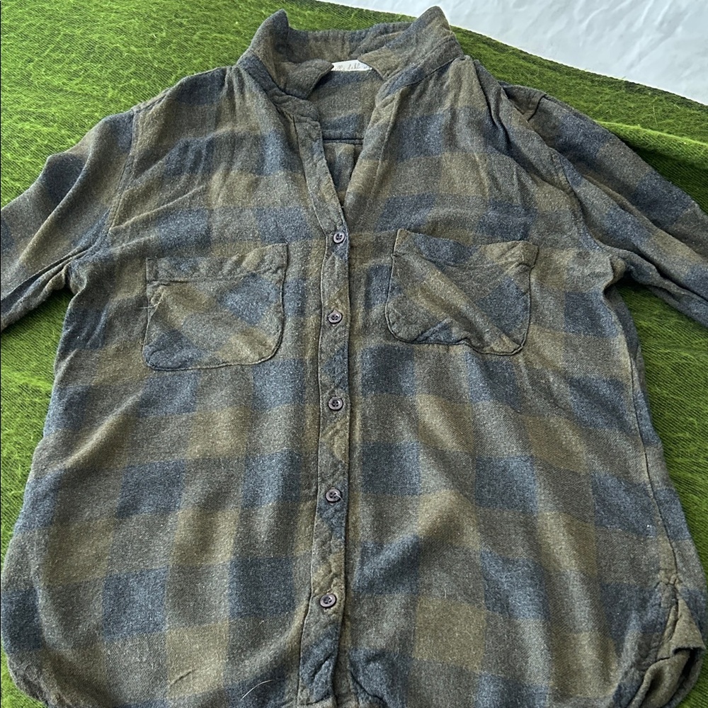 Bella Dahl Gray Plaid Shirt